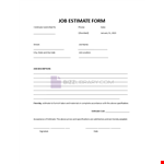 Job Estimate Template example document template