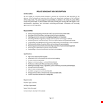 Police Sergeant Job Description  example document template