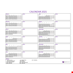 Calendar 2021 Excel  example document template