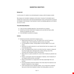 Marketing Objectives Examples example document template
