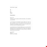 Farewell Email Format Template example document template