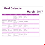 Meal Calendar In Pdf example document template 