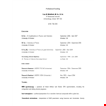 Professional Teaching example document template