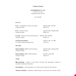 Professional Teaching example document template 