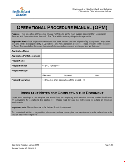 Instruction Manual Template: Complete Application Diagram, Description & Database Guidance