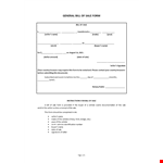 General Bill of Sale Form example document template