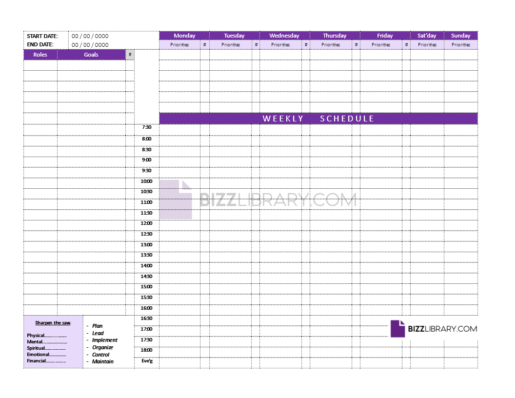 workout calendar template