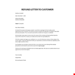 Refund Letter to Customer example document template