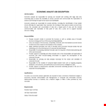 Economic Analyst Job Description example document template