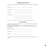 Effective Disciplinary Action Form for Students, Programs, Members, Faculty, and Learners example document template