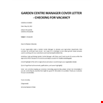 Garden Center Manager cover letter example document template