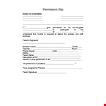 Get Permission to Attend with Our Signature Parent Permission Slip example document template