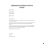 Admission acceptance letter to school example document template 