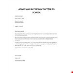 Admission acceptance letter to school example document template
