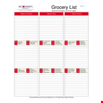 Printable Blank Grocery List Template example document template