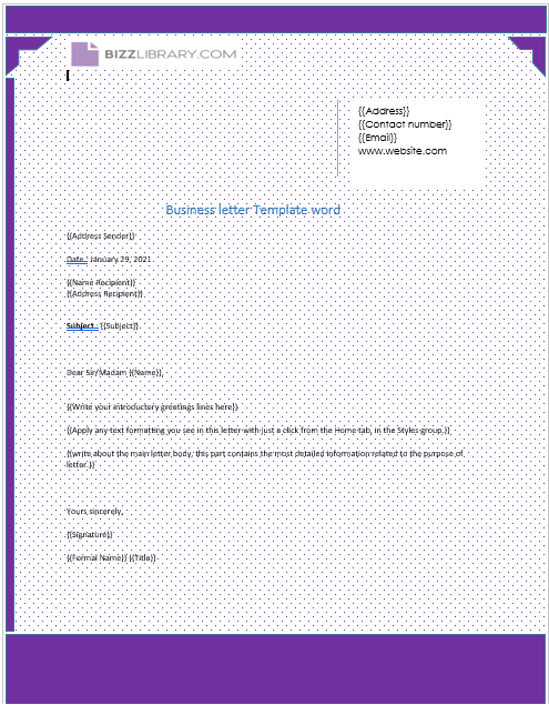 example of business letterhead template