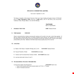 Finance Committee Agenda Template for an Effective and Public Meeting: Report, Committee Items example document template