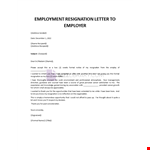 Resignation Letter To Employer example document template