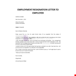 Resignation Letter To Employer example document template 