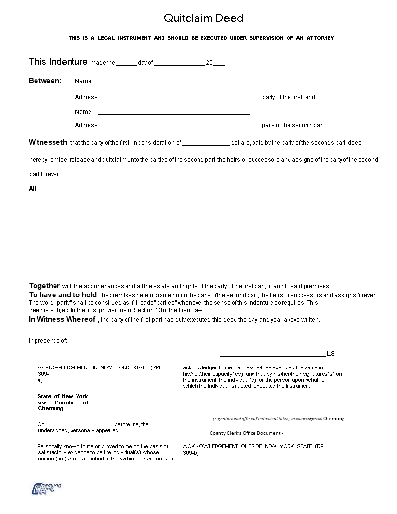 Quit claim deed template create and execute your deed instantly