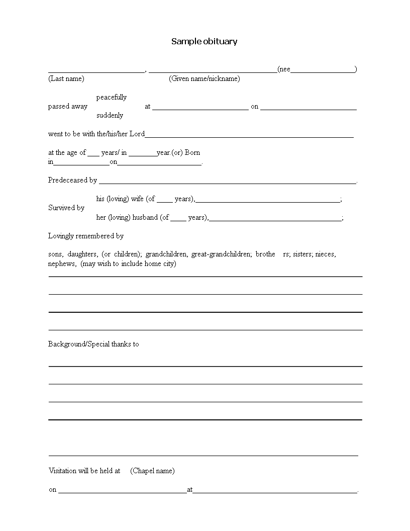 sample obituary