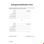 Emergency Notification Form for Health Department Employees | Phone Numbers, Relationships example document template 