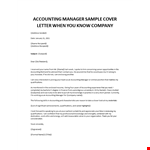 Accounting Manager Cover letter sample example document template