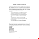 Assembly Technician Job Description example document template