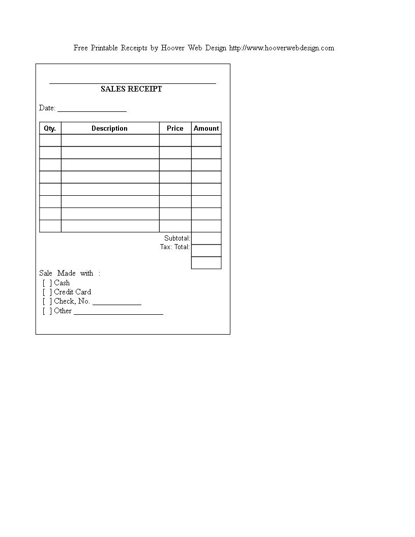 Printable sales receipt template create professional sales receipts pdf