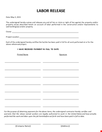 Labor Release document