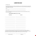 Labor Release document example document template