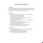 Security Auditor Job Description example document template
