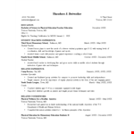 Physical Education teaching Resume Template example document template
