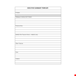 Executive Summary Template - For Your Purpose and Problem example document template