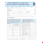 Infant Personal Care Plan Template | Staff, Child, Parent | Initials example document template