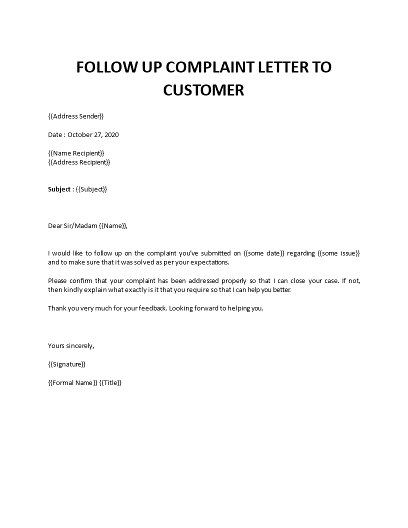 response to customer complaint letter