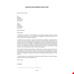 Construction Worker Cover Letter example document template