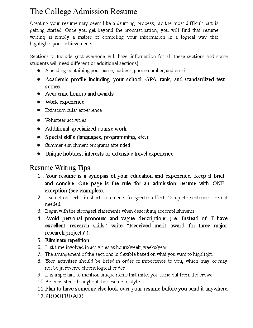 College Admission Blank Resume college-admission-blank-resume