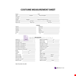Costume Measurement Sheet example document template