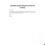 Advance salary request letter for spring festival example document template