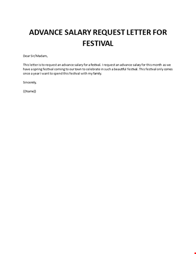 Advance salary request letter for spring festival