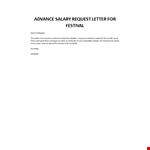 Advance salary request letter for spring festival example document template 