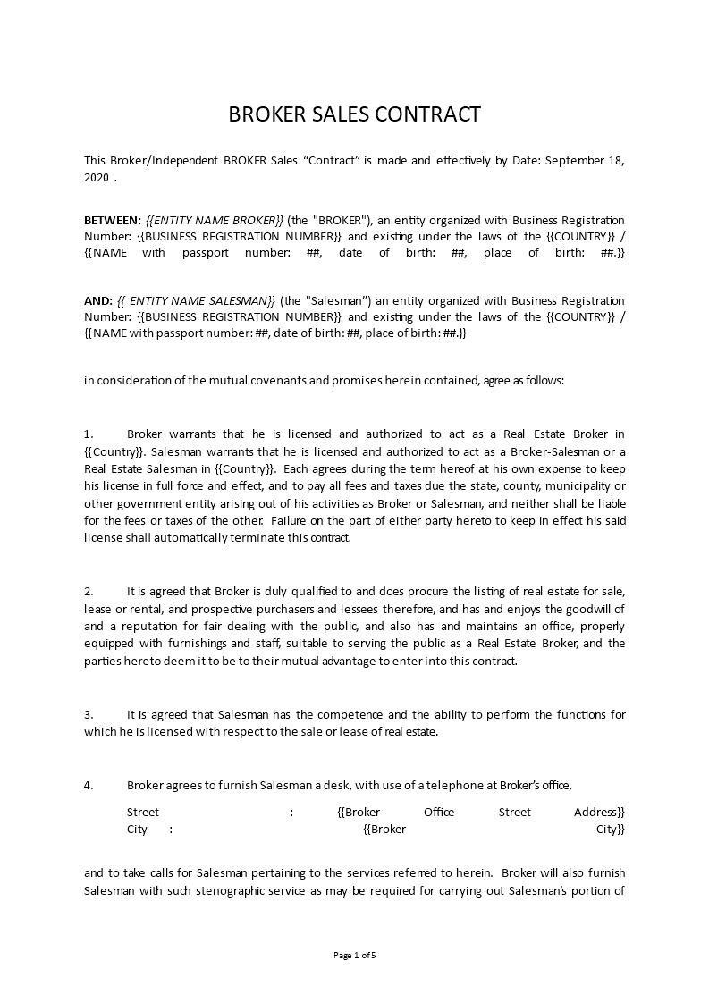 Business Broker Agreement Template