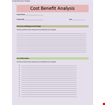 Complete Cost Benefit Analysis Template for Your Project - Get a Brief Overview and Background example document template