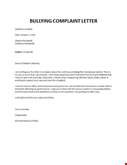 Letter Of Complaint Template Workplace Bullying Collection My XXX Hot 