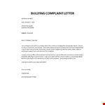 Bullying Complaint Letter example document template