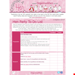 Ultimate Hen Party To-Do List for the Bride and Guests example document template 