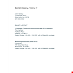 Salary History Template - Create a Comprehensive Salary History in Hartford example document template