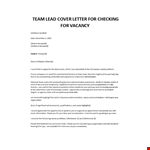 Team Lead cover letter example document template