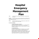 Emergency Management Plan for Hospitals: Ensure Safety and Preparedness in Times of Disasters example document template